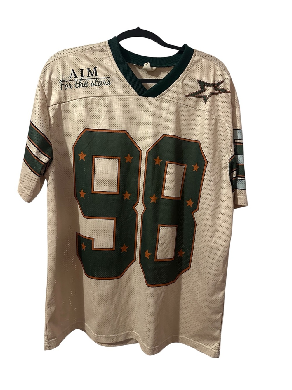 ZDT Zero Downtime Aim for the Stars cream & green stars football jersey size L